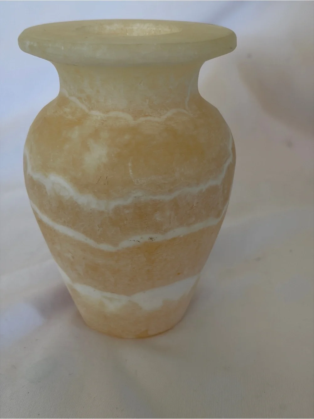 *Vintage* Egyptian Alabaster Carved Vase ~ Flared Lip w/Round Base ~ BEAUTIFUL